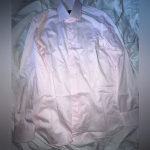 Ermenegildo Zegna White/Pink Long Sleeve Dress Shirt